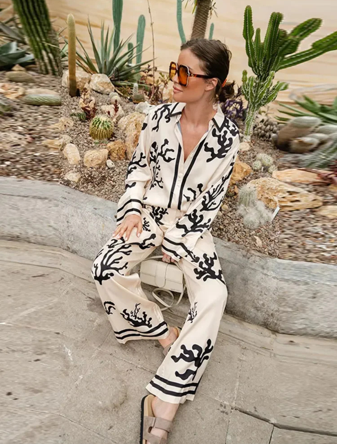 Conjunto de Cetim Feminino Estampado Ester
