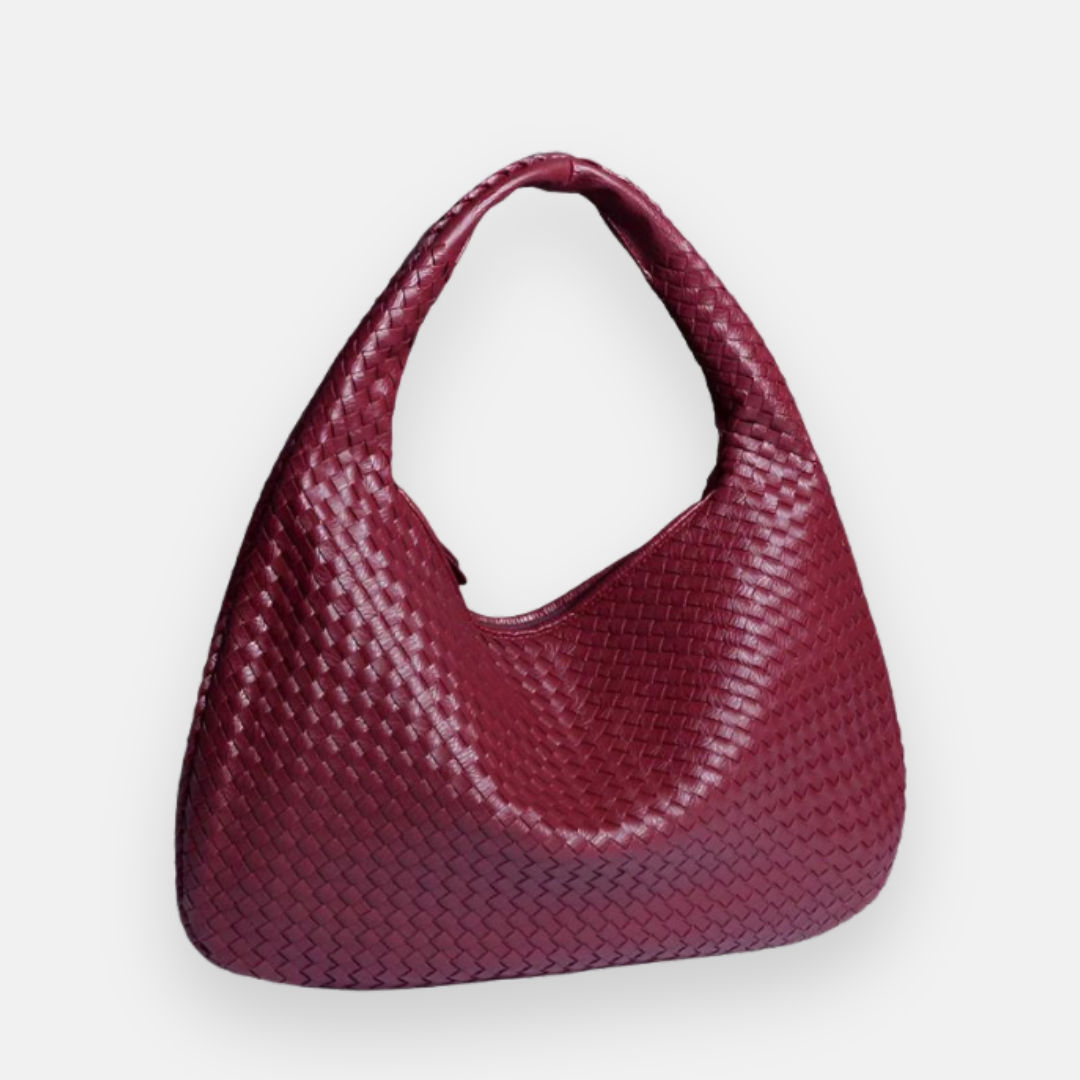 Imagem com fundo branco bolsa Trançada vinho