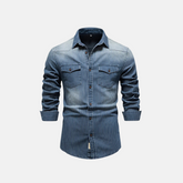 Camisa Masculina Jeans com Risco de Giz Pedestrian
