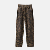 calca jeans com estampa de oncinha