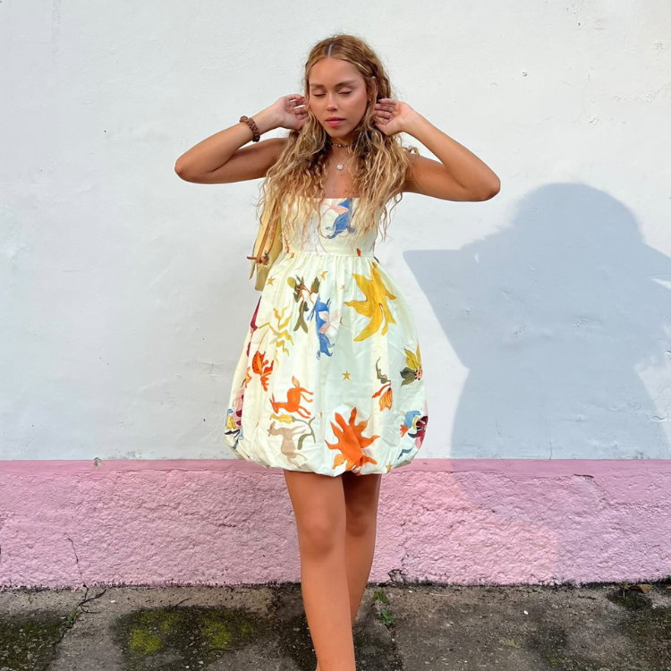 Vestido Curto Estampado Balonê Giovanna