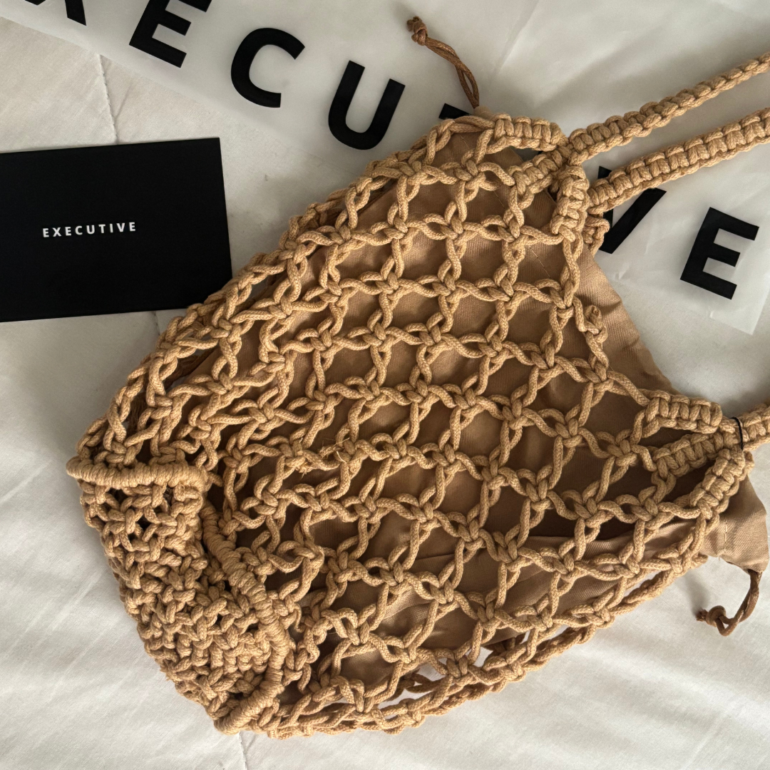 Bolsa De Praia Fios de Macramê Trançada