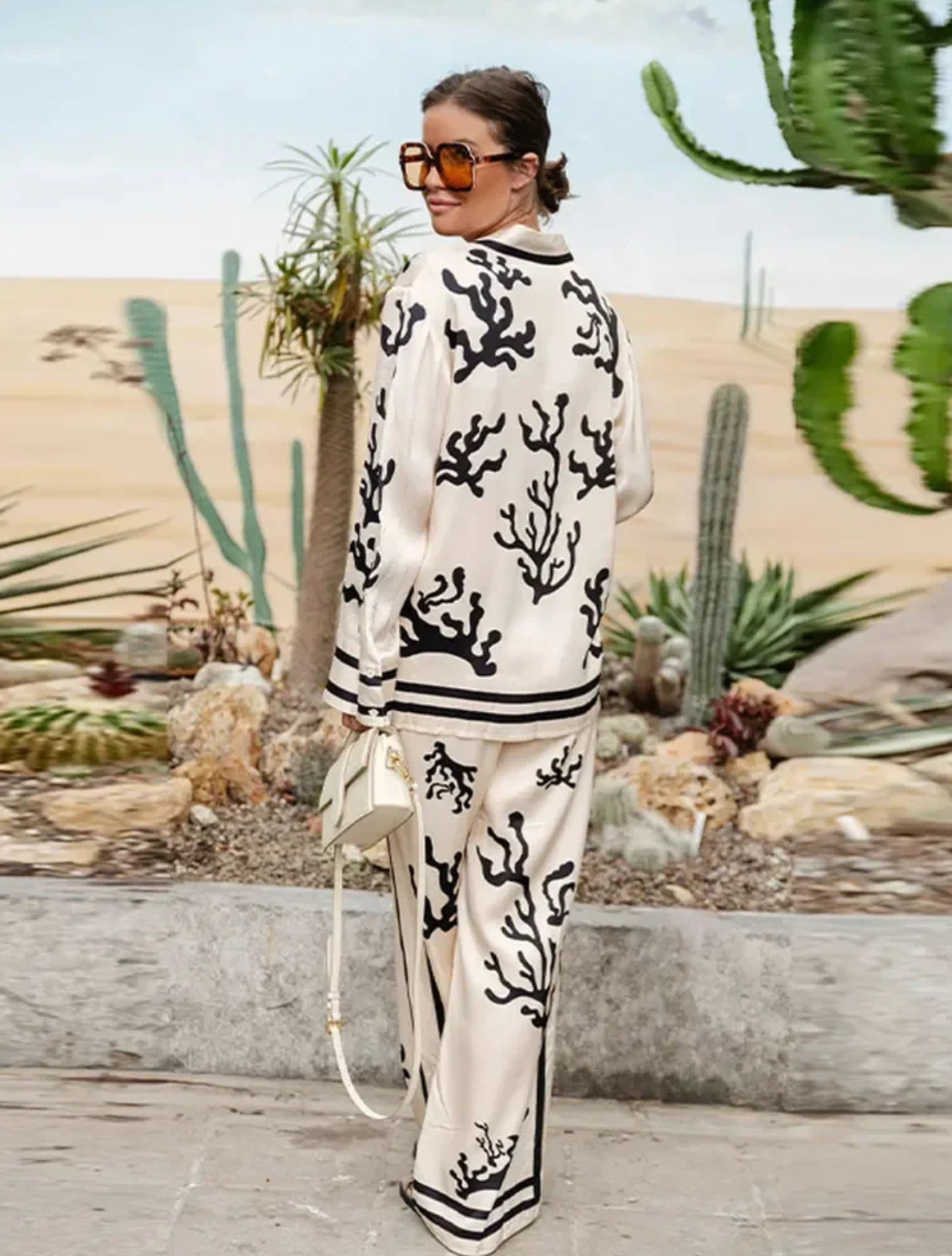 Conjunto de Cetim Feminino Estampado Ester