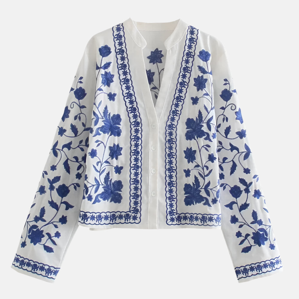 Camisa Bordada Florescer