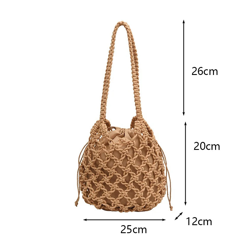 Bolsa De Praia Fios de Macramê Trançada