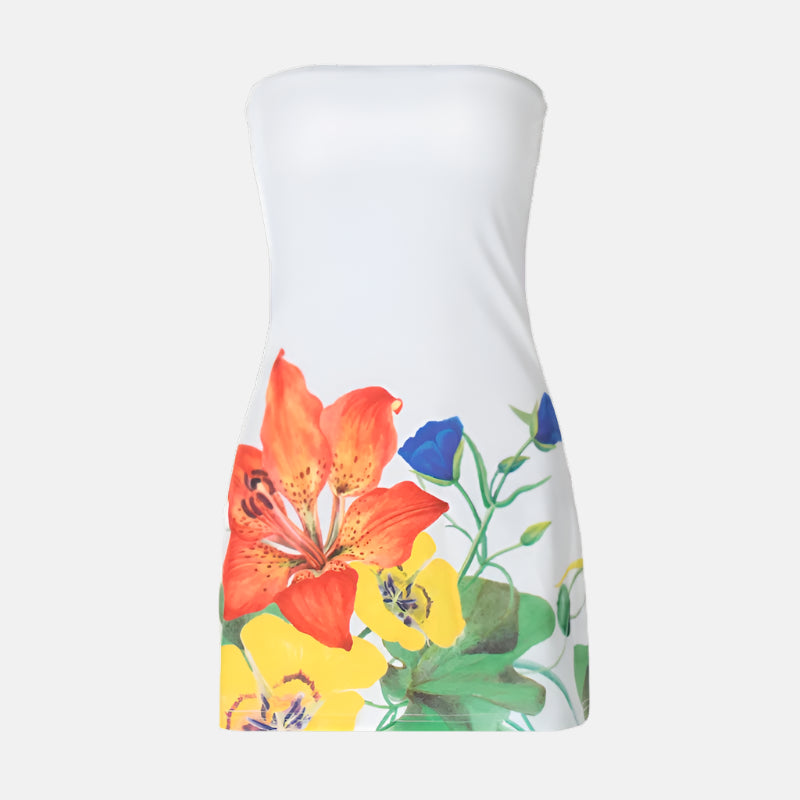 Vestido Curto Tomara que Caia com Estampa Floral - Tropical