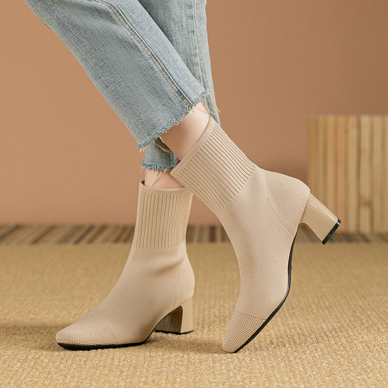 Bota Meia Tricô Anklee Boots
