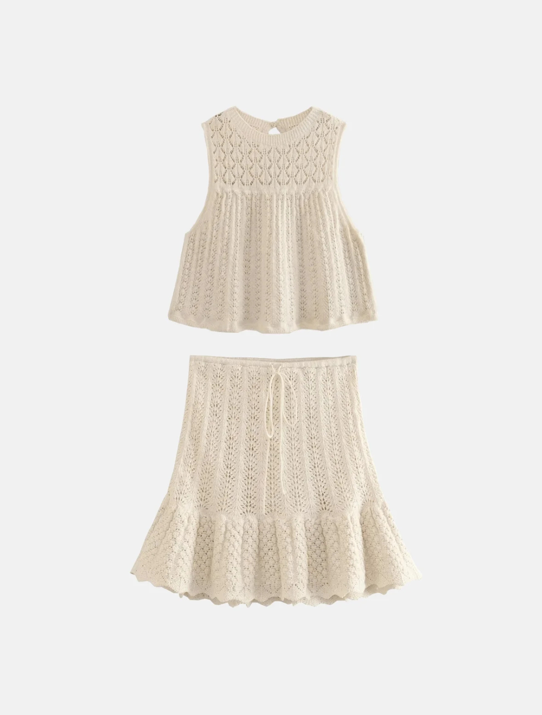 Conjunto em Tricot Saia Curta e Bata Bianca