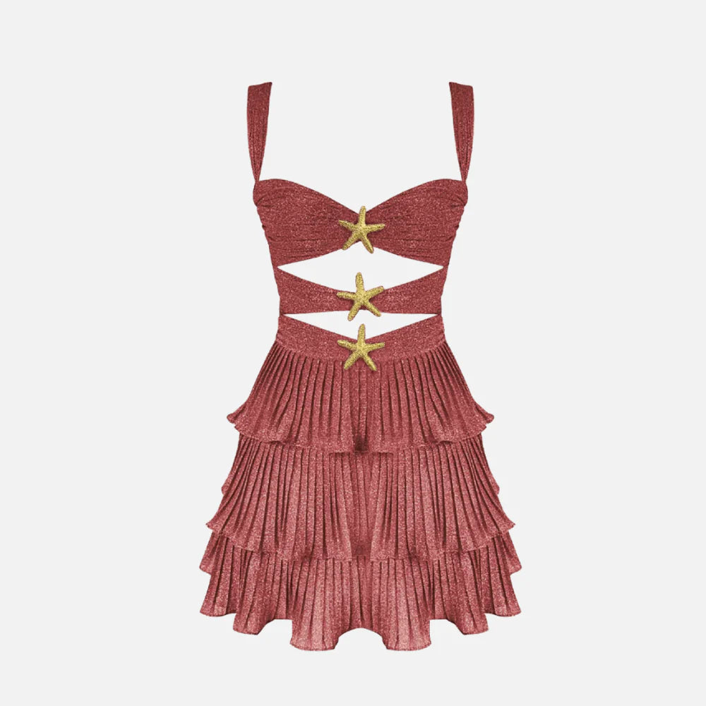 vestido brilhante estrela do mar com fundo branco