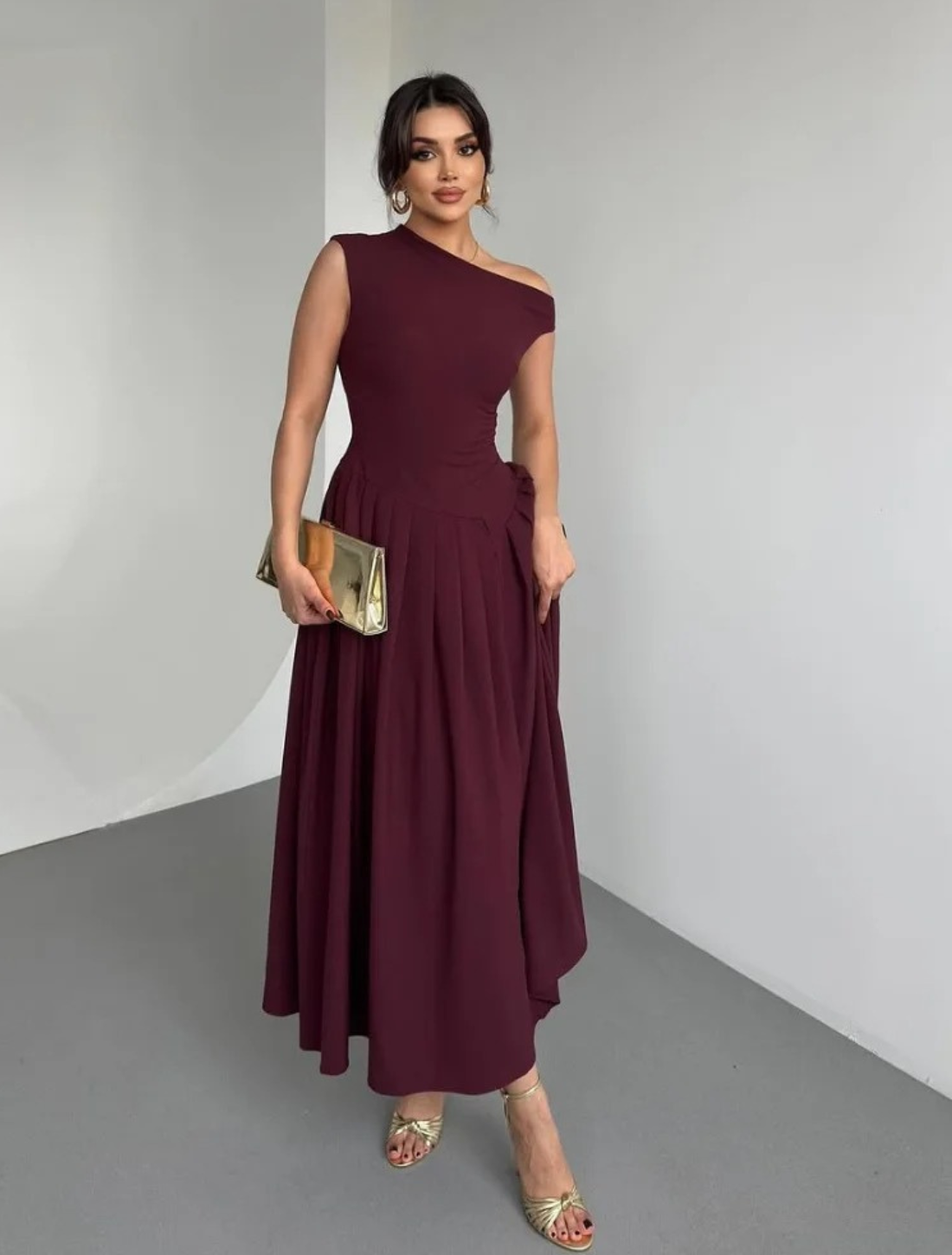 Vestido Maxi Plissado Lady