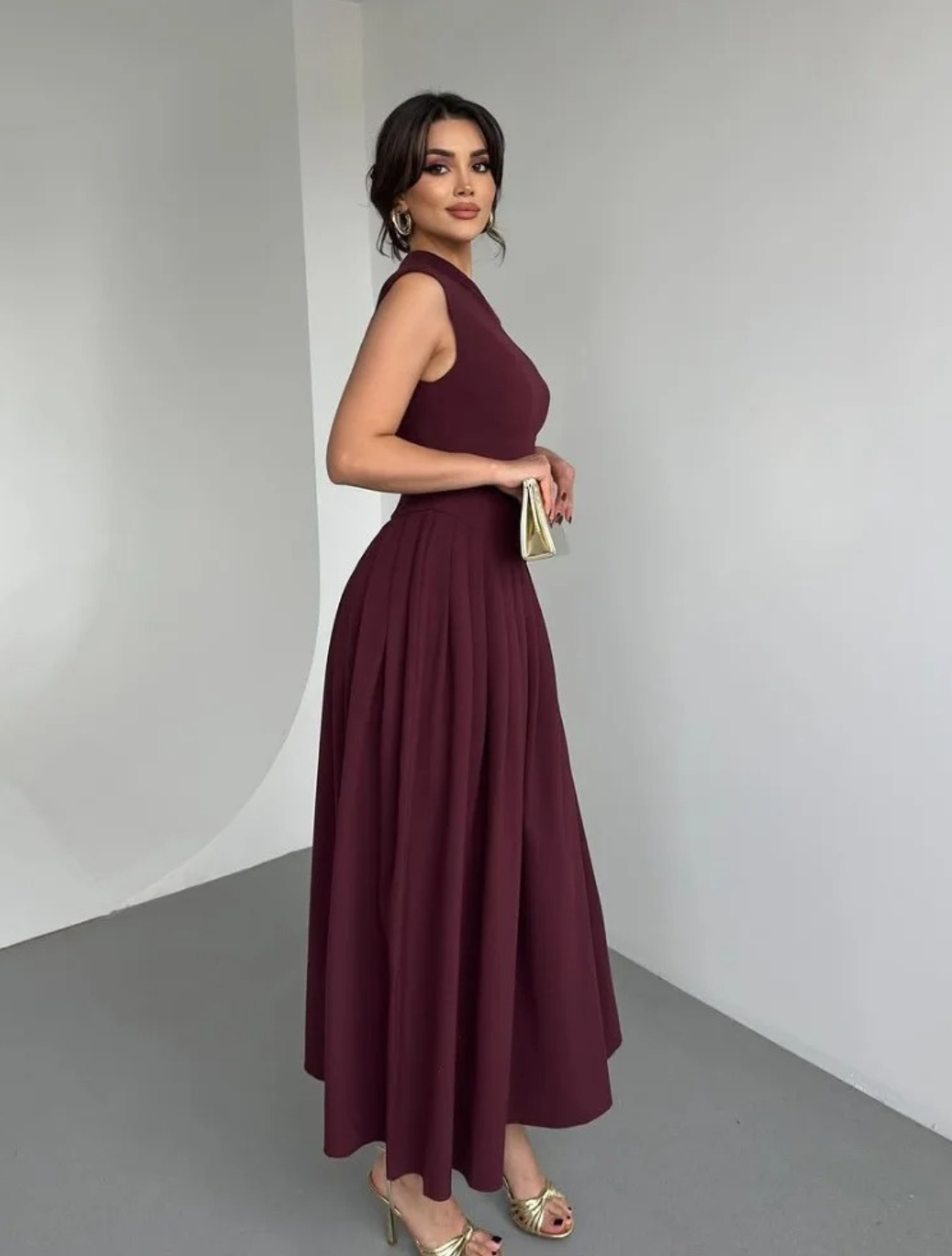 Vestido Maxi Plissado Lady