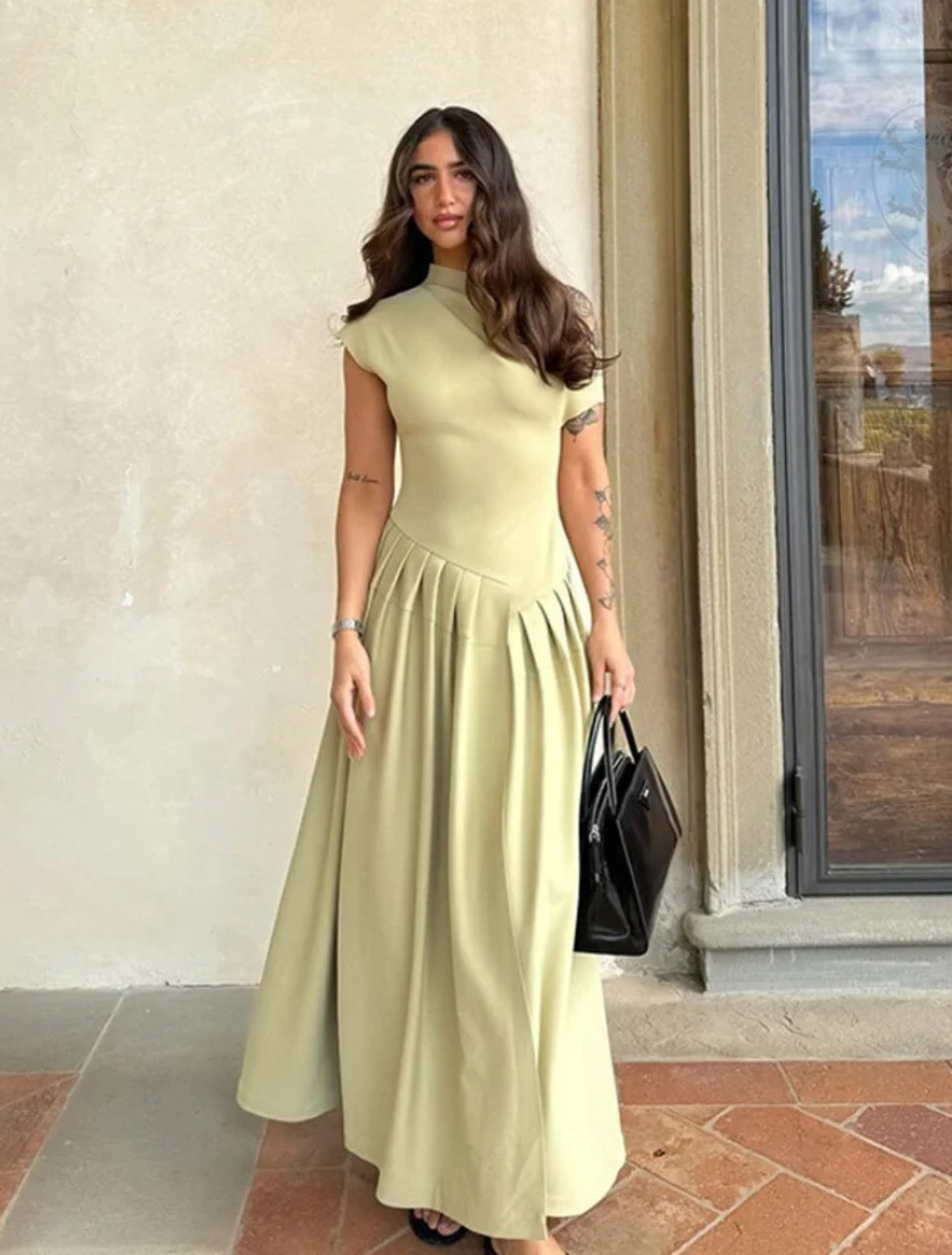 Vestido Maxi Plissado Lady