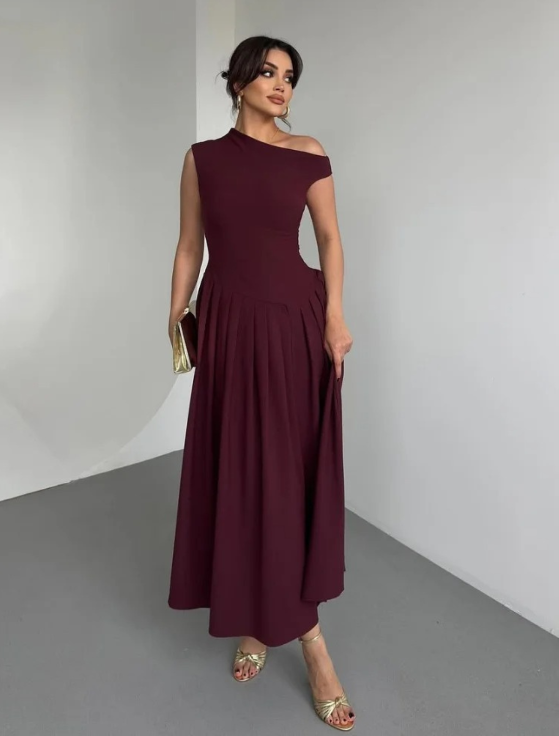 Vestido Maxi Plissado Lady
