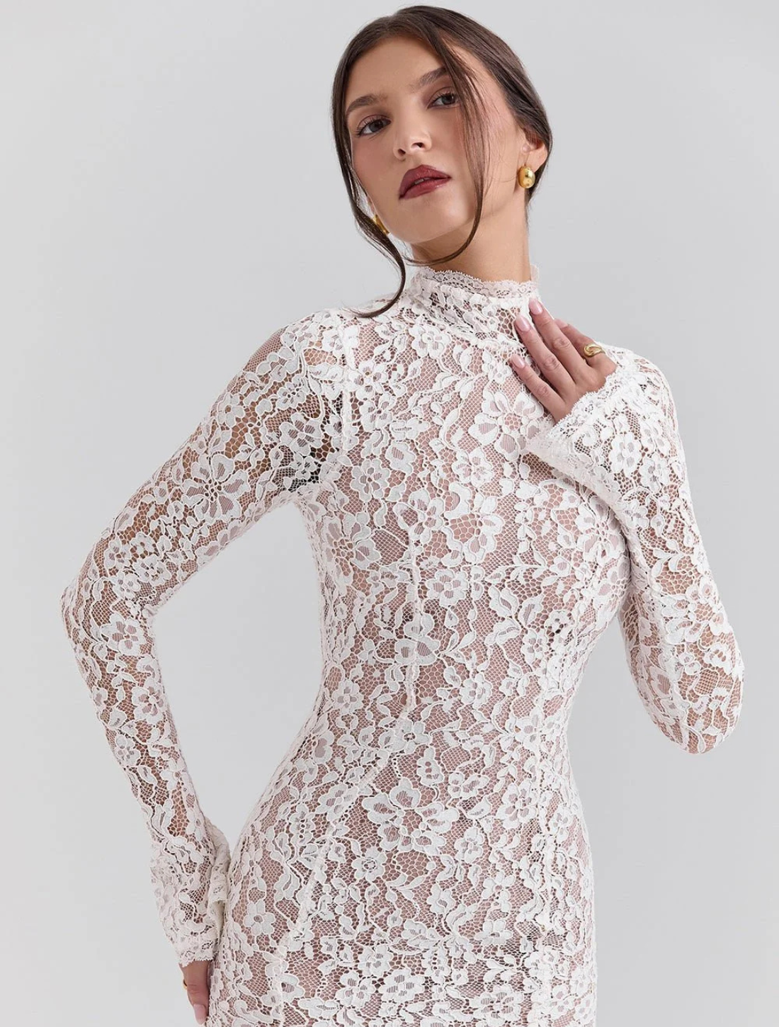 Vestido de Renda Encanto Latté