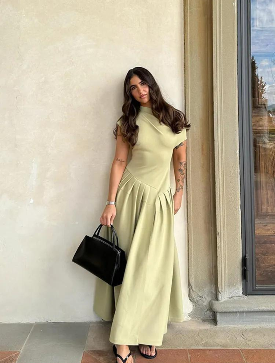 Vestido Maxi Plissado Lady