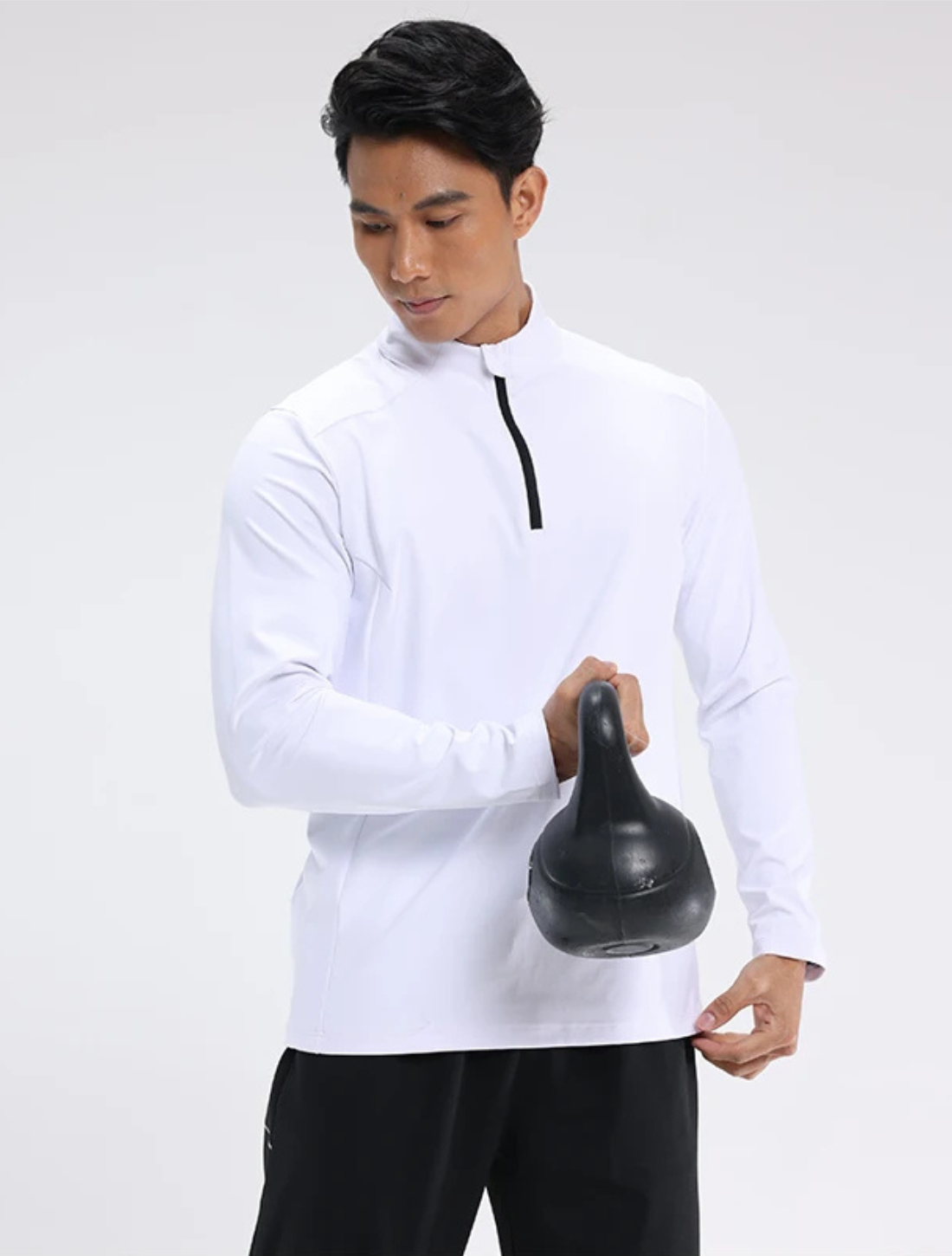 Camiseta Fitness Manga Longa com Zíper Easy