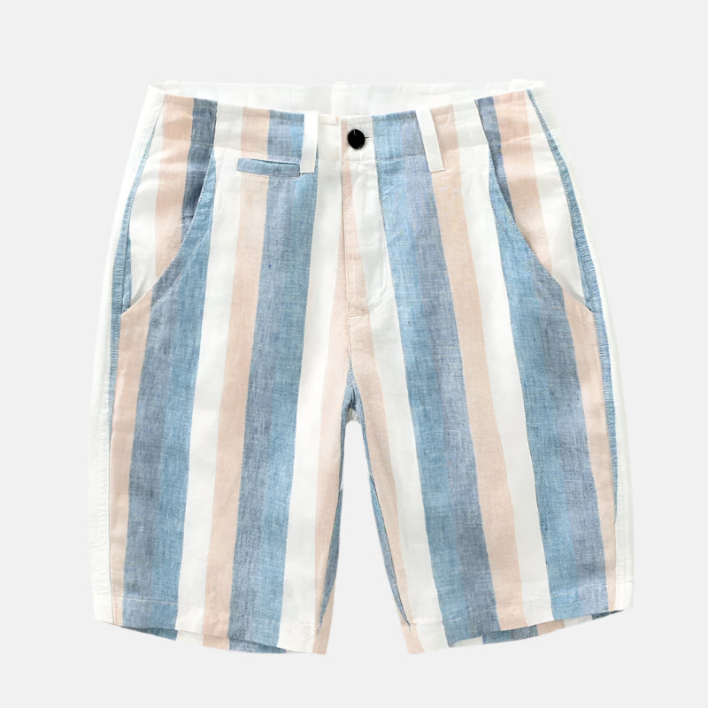 Short Masculino de Linho Listrado Amalfi