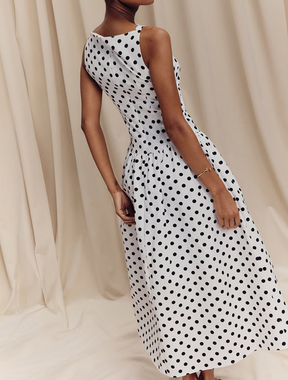 Vestido Longo Poá Riviera