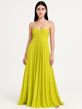 Vestido Plissado Longo Verde Blanchett