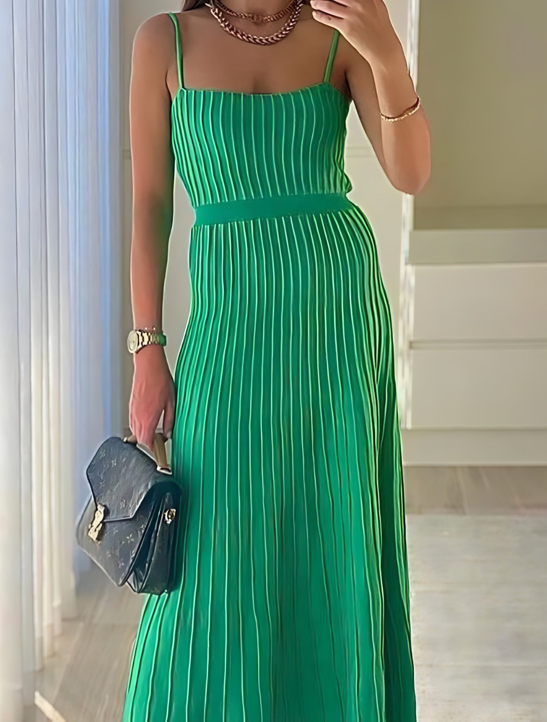 Vestido Maxi Plissado Carlotta
