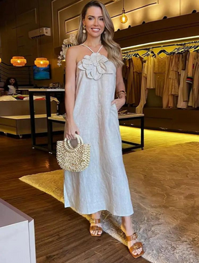 Vestido Flor de Linho Midi