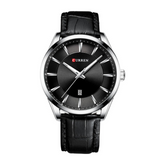 relógio curren preto com pulseira de couro