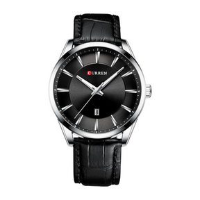 relógio curren preto com pulseira de couro