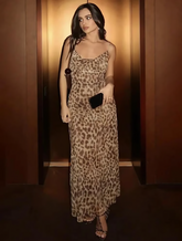 vestido com estampa de oncinha longo, animal print